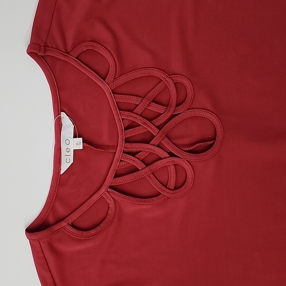 Cleo Women's Rose Pink Short Sleeves Top Loop Cutout Neckline Drapy Size XL - Picture 8 of 11